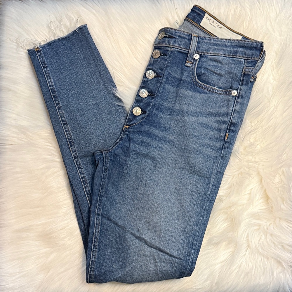 rag & bone Straight Leg Blue Jeans